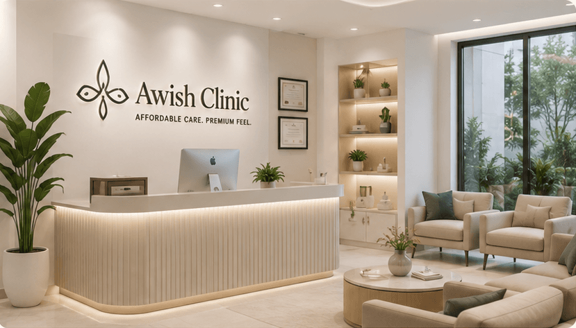 Awish Clinic reception and lounge area